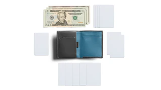 Spacious slim men's wallet with innovative storage solutions: card slots, hidden compartments