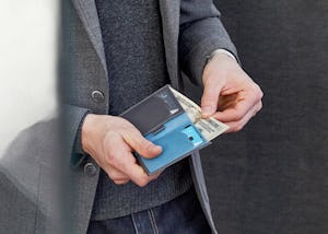 Check Zip Card Case in Charcoal - Men