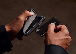Black Flip-Top Leather Business Card Case Holder