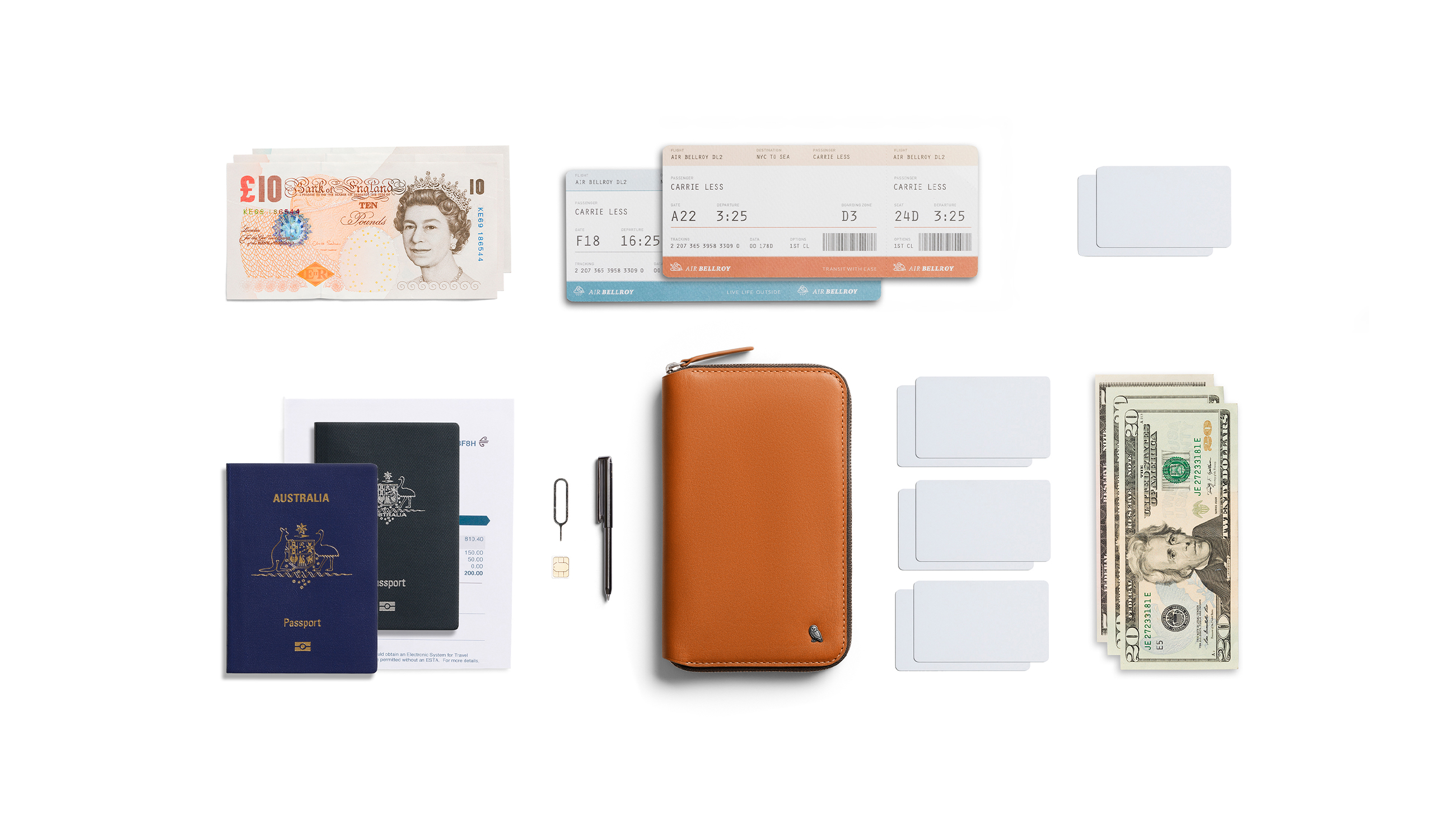 Travel Folio | レザーを使用したファスナー開閉の旅行用パスポート
